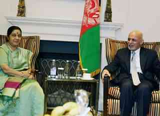 
Sushma Swaraj  with Afghan President Mohammad Ashraf Ghani in New York. (MEA)