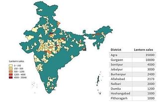 Figure 2. Solar lantern sales by district in India (2013-2014)&nbsp;