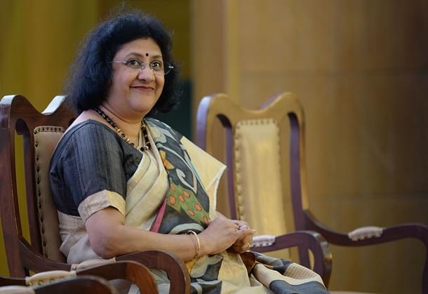 State Bank of India chairperson  Arundhati Bhattacharya at a press conference in Mumbai. (INDRANIL MUKHERJEE/AFP/GettyImages)