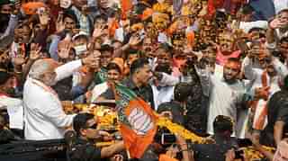 
 Huge crowd during Prime Minister Narendra Modi’s roadshow in Varanasi. (PTI)

