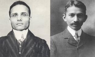 Savarkar and Gandhi, right