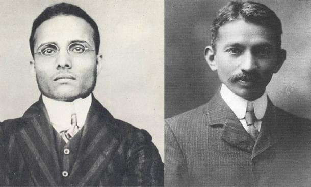 Savarkar and Gandhi, right