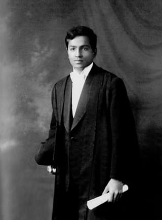 Chandrasekhar  with his PhD degree from Trinity College, Cambridge, 19 December 1933; courtesy Kameshwar C Wali, <i>Chandra A Biography</i>, 1991