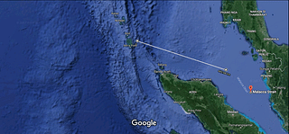 Distance between the Malacca Strait and Andaman and Nicobar