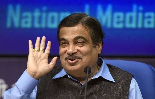 Nitin Gadkari addressing a press conference on the Bharatmala highway project in New Delhi. (Sonu Mehta/Hindustan Times via Getty Images)