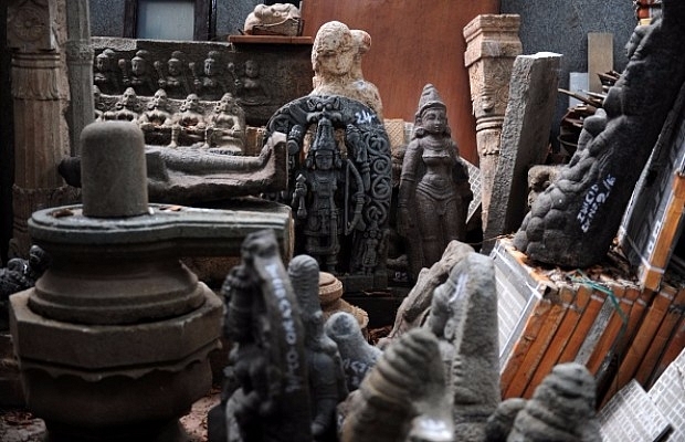 Recovered antique idols and artefacts stolen by an art dealer at his home in Chennnai in 2016 (representative image) (ARUN SANKAR/AFP/Getty Images)