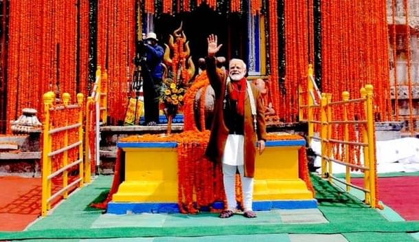 Prime Minister Narendra Modi at the Kedarnath shrine in Rudraprayag.