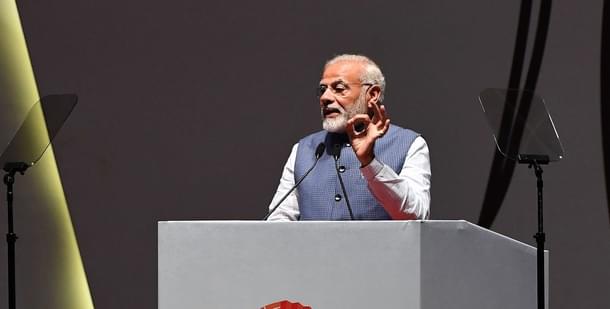 Prime Minister Narendra Modi delivers a speech in Gandhinagar. (PRAKASH SINGH/AFP/Getty Images) 