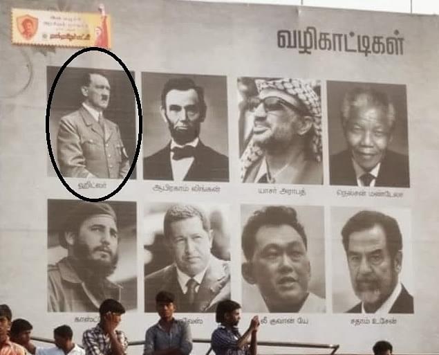Hitler appears as ‘one of our guides’ in the huge public display of Naam Tamilar party banner of Seeman (courtesy: inioru.com)