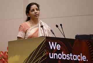  Nirmala Sitharaman speaking at an event in New Delhi. (MONEY SHARMA/AFP/Getty Images)&nbsp;
