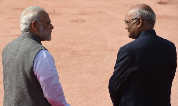 Prime Minister and President Ram Nath Kovind at an event in New Delhi. (MONEY SHARMA/AFP/GettyImages) 