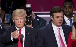 US President Trump with Paul Manafort during campaign. (Bill Clark/CQ Roll Call/Getty)          