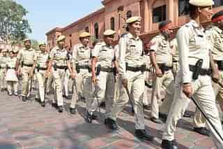 Punjab Police personnel on a foot patrol in Amritsar. Security has been increased around the country ahead of Diwali. (NARINDER NANU/AFP/Getty Images)&nbsp;