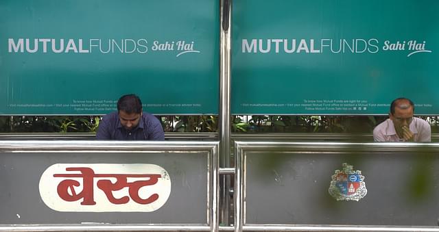 A bus stop with an advertisement promoting mutual funds (INDRANIL MUKHERJEE/AFP/Getty Images)