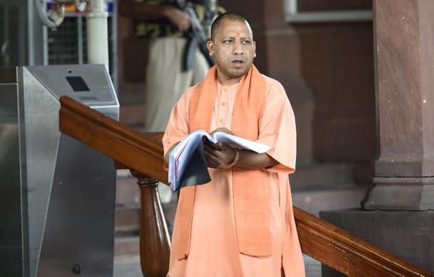 Yogi Adityanath at Parliament House (Arvind Yadav/Hindustan Times via Getty Images)