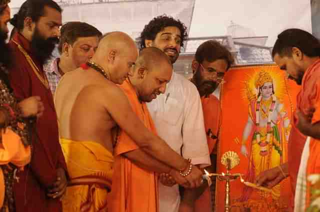 Uttar Pradesh Chief Minister Yogi Adityanath in Ayodhya in 2017. (Deepak Gupta/Hindustan Times via Getty Images)