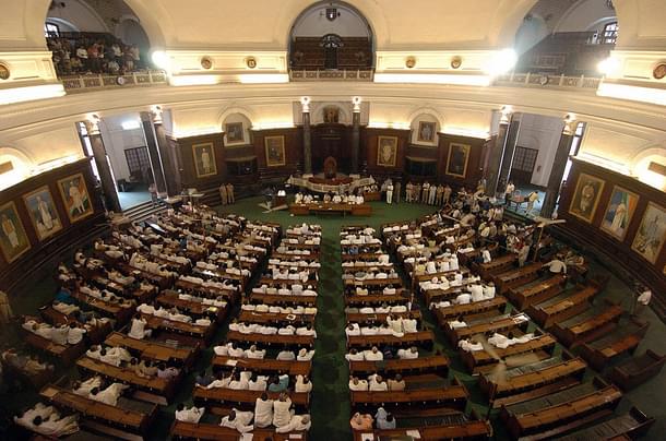 Ruling and opposition party members at central hall of Parliament in New Delhi. (PRAKASH SINGH/AFP/Getty Images)