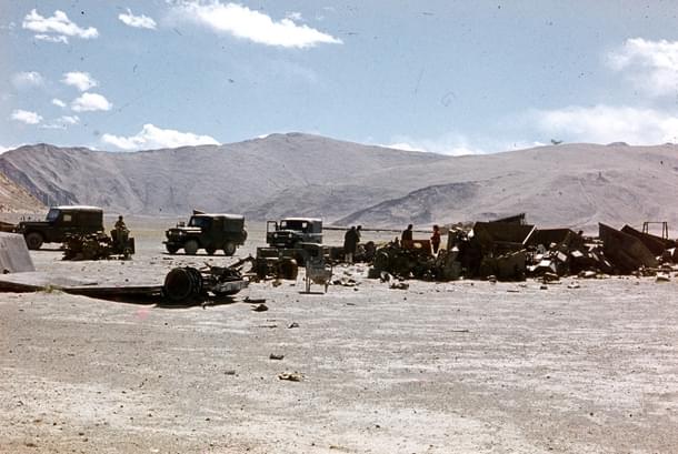 Chushul Airstrip as seen in a picture taken in 1972, with Spangur Gap in the background. (Bame Duniya Blog)