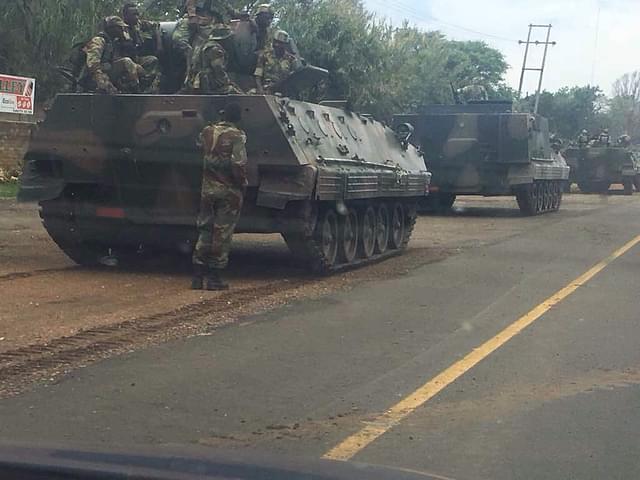 Military vehicles on the outskirts of Harare. (Daniel Maithya/Twitter)