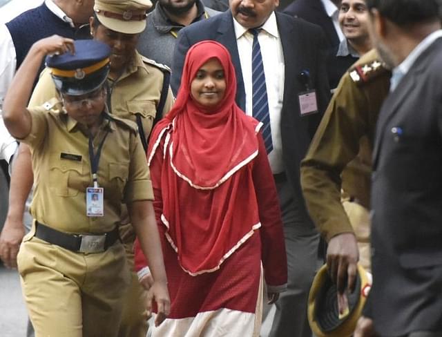 Hadiya at the Supreme Court after the hearing on 27 November 2017. (Vipin Kumar/Hindustan Times via Getty Images)