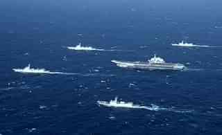 A Chinese navy formation in the South China Sea. (STR—AFP via Getty Images)