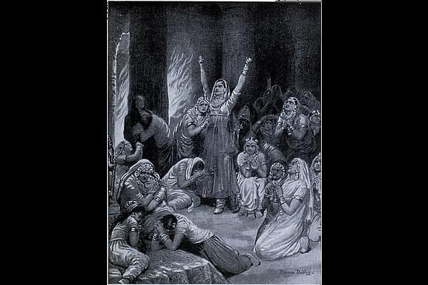 The Rajput ceremony of Jauhar (holocaust), 1567.