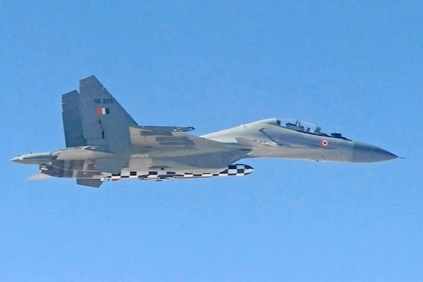 BrahMos-A armed Su-30MKI moments before the launch of the missile.