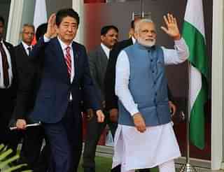 Prime Minister Narendra Modi and Japanese Prime Minister Shinzo Abe during India-Japan Annual Summit at Mahatma Mandir in Gandhinagar, Gujarat. (Siddharaj Solanki/Hindustan Times via Getty Images)