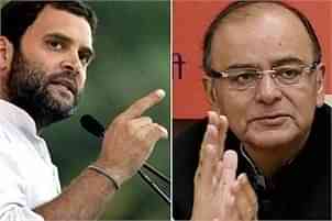 Congress vice president Rahul Gandhi (left) and Finance Minister Arun Jaitley (right).