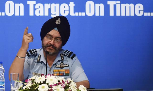 Air Marshal BS Dhanoa briefs media about the Iron Fist-2016. (Vipin Kumar/Hindustan Times via Getty Images)