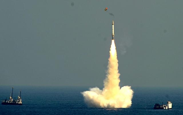 India’s K-15 subsurface launched missile test. (Livefist)