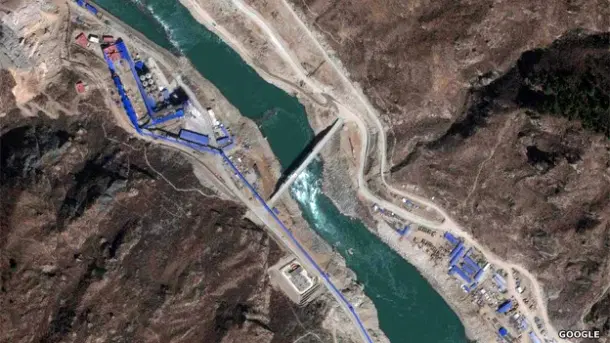 China’s Zangmu dam on the Yarlung Zangbo/Brahmaputra River. (Google)