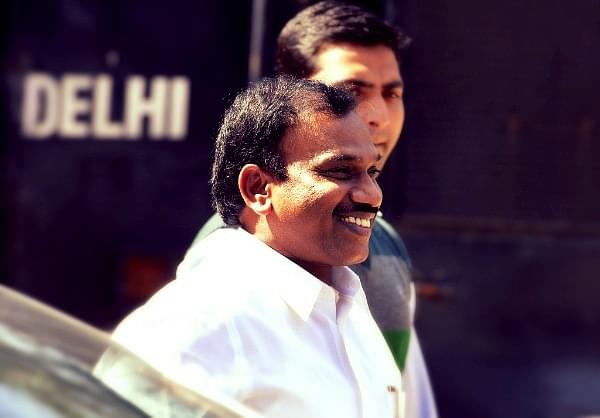 A Raja leaves after a hearing in the 2G spectrum allocation scam case at Patiala court in 2015 in New Delhi, India. (Sonu Mehta/Hindustan Times via GettyImages)