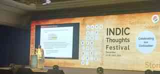 Dr K Ramasubramanian speaking at the Indic Thoughts Festival in Goa