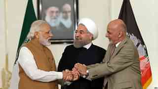 Iranian President Rouhani (C) with Indian Prime Minister Modi (L) and Afghan President Ashraf Ghani in May 2016. (The Islamic Republic News Agency)
