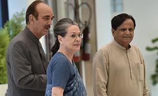 Sonia Gandhi with Ahamd Patel and Ghulam Nabi Azad. (Arvind Yadav/Hindustan Times via Getty Images)