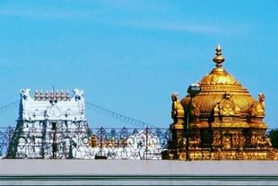 Ananda Nilayam - the Golden Gopuram of Tirumala Temple along with the inner and outer Gopuram (Vimalkalyan/Wikimedia Commons)