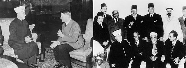 Left: Grand Mufti of Jerusalem Haj Amin al-Husseini with Hitler (1941) Right: Mufti with Jinnah (1946)