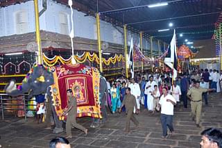 Yashaswini leading the temple rituals during the annual Shashti Mahotsav