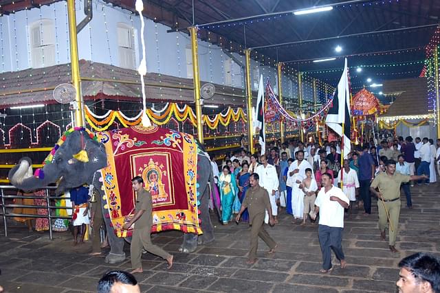 Yashaswini leading the temple rituals during the annual Shashti Mahotsav