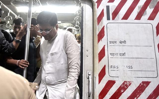 Union Railway Minister Piyush Goyal visits Elphistone Road Station and Curry Road Station to inspect the work of Railway Bridges in Mumbai, India. (Anshuman Poyrekar/Hindustan Times via GettyImages)
