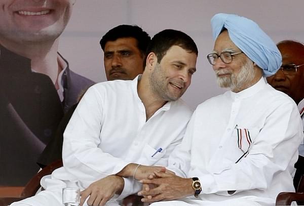 Congress president Rahul Gandhi with former prime minister Manmohan Singh (Ajay Aggarwal/Hindustan Times via Getty Images)