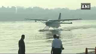 Seaplane being readied for Prime Minister Narendra Modi’s flight.
