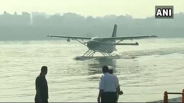 Seaplane being readied for Prime Minister Narendra Modi’s flight.