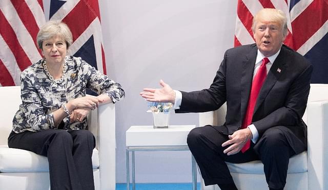 UK Prime Minster Theresa May with US President Donald Trump(right). (Matt Cardy via Getty Images)