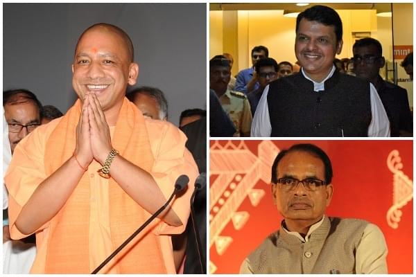 <p>Yogi Adityanath (Subhankar Chakraborty/Hindustan Times via GettyImages); Devendra Fadnavis (Vijayanand Gupta/Hindustan Times via GettyImages); Shivraj Singh Chouhan (Praveen Bajpai/Hindustan Times via GettyImages)</p>