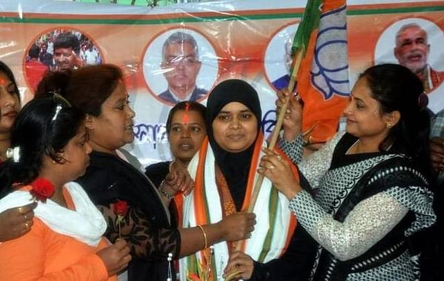 Ishrat Jahan after joining the BJP in Howrah, West Bengal (PTI)