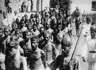 Moplah rebels captured after a battle with British colonial troops, during the 1921 Moplah Uprising.