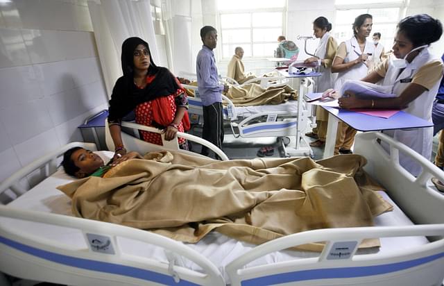A patient at super-specialty hospital in New Delhi. (Arun Sharma/Hindustan Times via Getty Images)