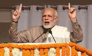 Prime Minister Narendra Modi speaking at an event in Noida. (Virendra Singh Gosain/Hindustan Times via GettyImages)